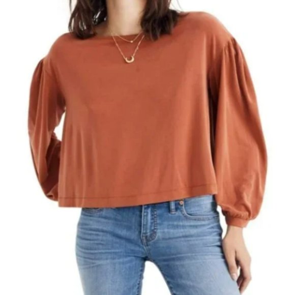 Madewell Tops - Madewell Cropped Balloon Sleeve Top Rust XS